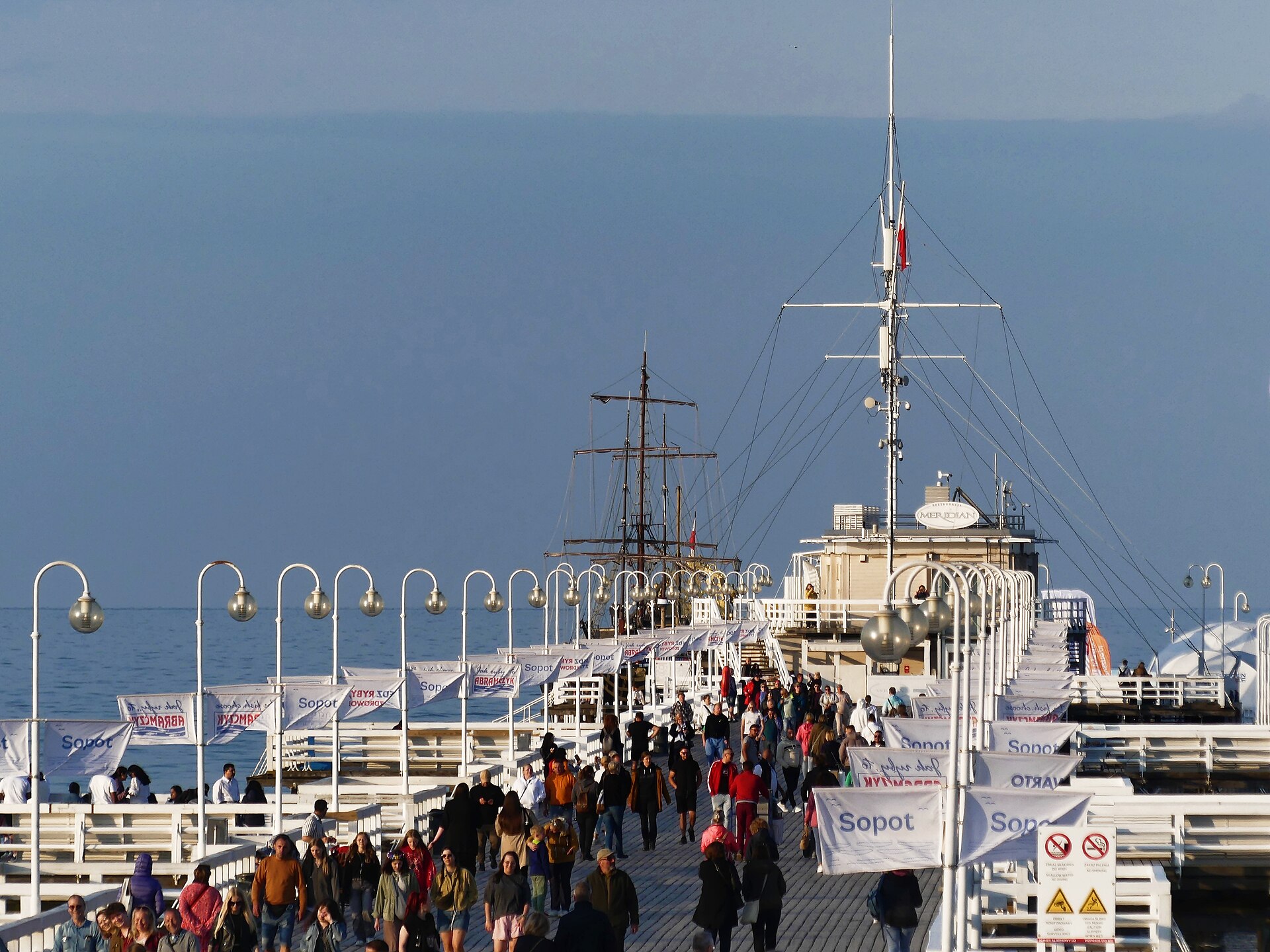 The wooden pier stretching into the Baltic Sea at Sopot, Poland